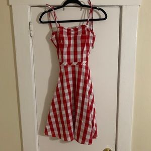 Red and White Plaid Fit & Flare Dress Small